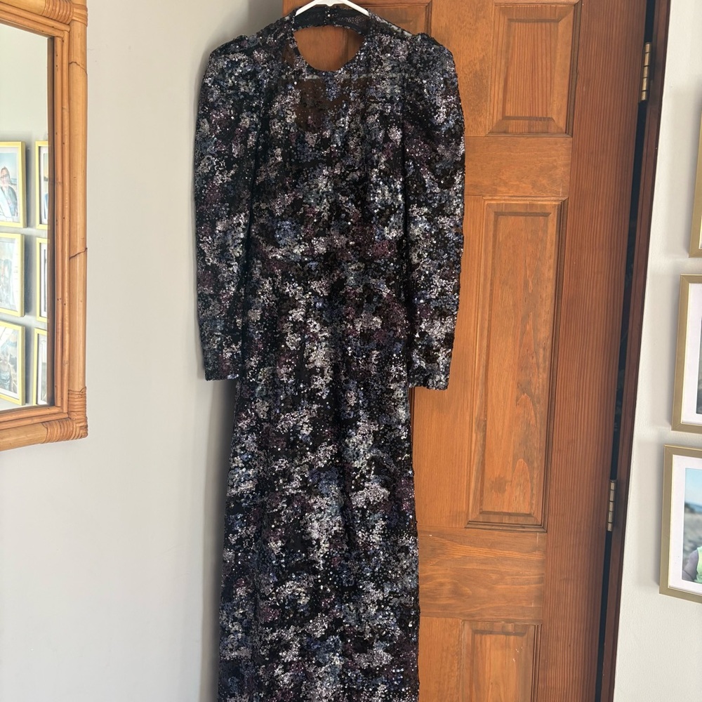 NEW Coast US 4 UK 6 Long Sleeve Sequin Maxi Dress Womens Cocktail Party Evening - Picture 3 of 11